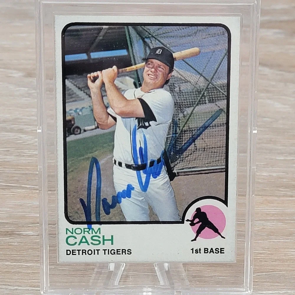 1973 Topps Norm Cash #485 Signed Autograph Detroit Tigers Baseball Card